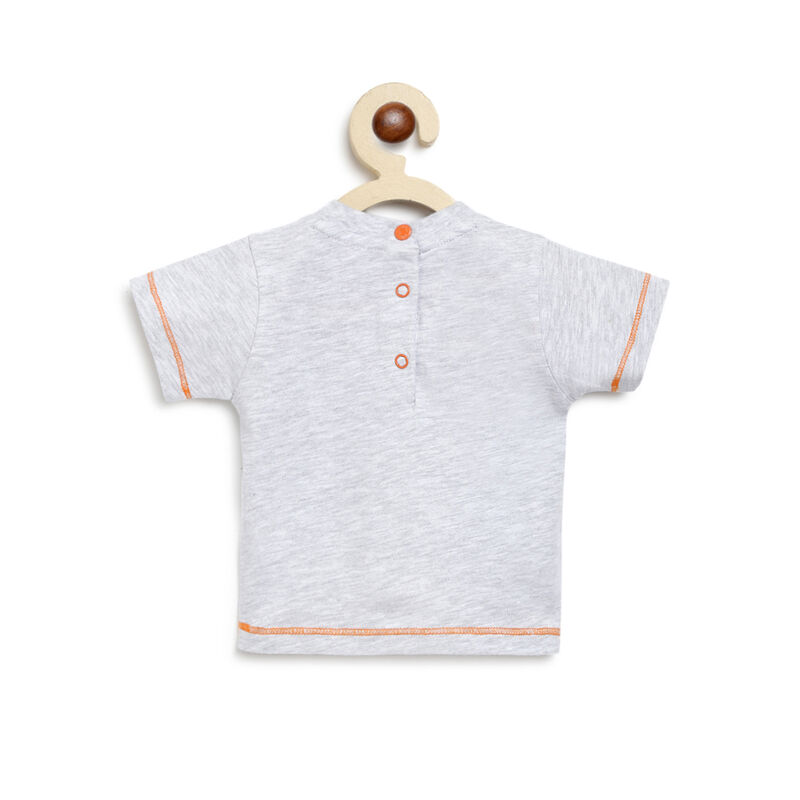 Boys Light Grey Printed Short Sleeve T-shirt image number 1